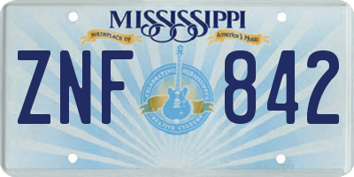 MS license plate ZNF842