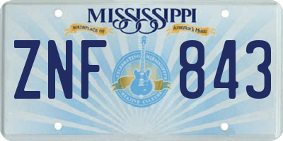 MS license plate ZNF843