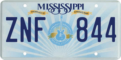 MS license plate ZNF844