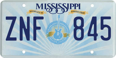 MS license plate ZNF845
