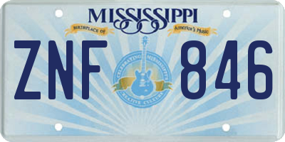 MS license plate ZNF846