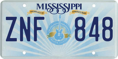 MS license plate ZNF848
