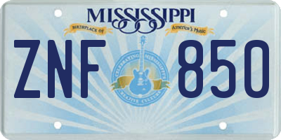 MS license plate ZNF850
