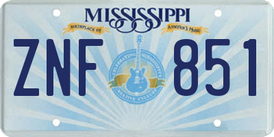 MS license plate ZNF851