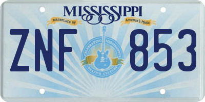 MS license plate ZNF853