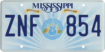 MS license plate ZNF854