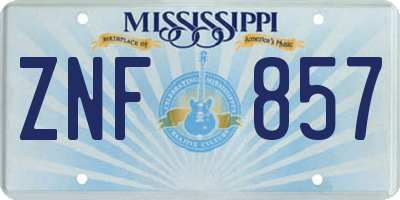 MS license plate ZNF857