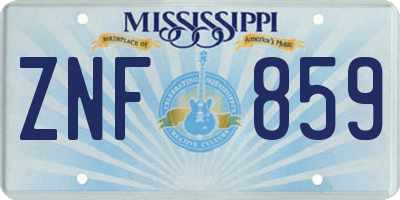 MS license plate ZNF859