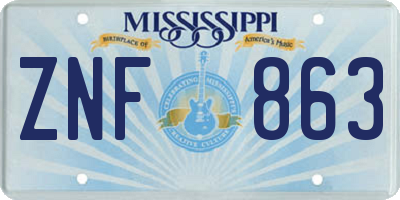 MS license plate ZNF863