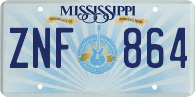 MS license plate ZNF864