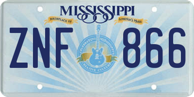 MS license plate ZNF866