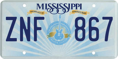 MS license plate ZNF867