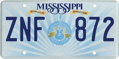 MS license plate ZNF872