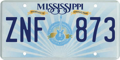 MS license plate ZNF873