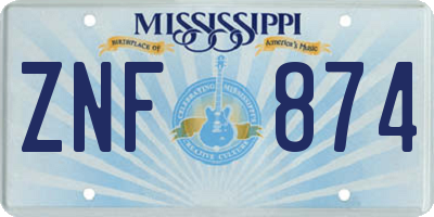 MS license plate ZNF874