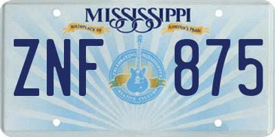 MS license plate ZNF875