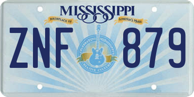 MS license plate ZNF879