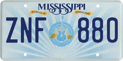 MS license plate ZNF880