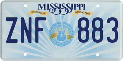 MS license plate ZNF883
