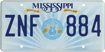 MS license plate ZNF884