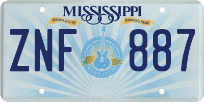 MS license plate ZNF887