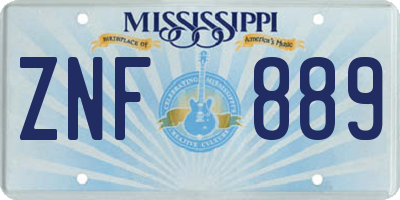 MS license plate ZNF889