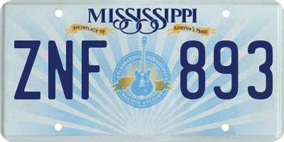 MS license plate ZNF893