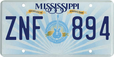MS license plate ZNF894