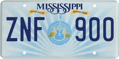 MS license plate ZNF900