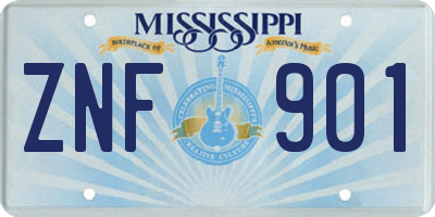 MS license plate ZNF901