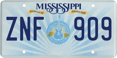 MS license plate ZNF909