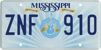 MS license plate ZNF910