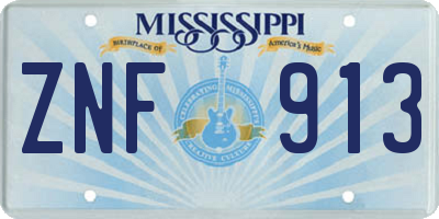 MS license plate ZNF913