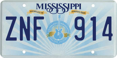 MS license plate ZNF914