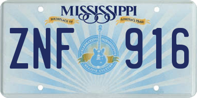 MS license plate ZNF916