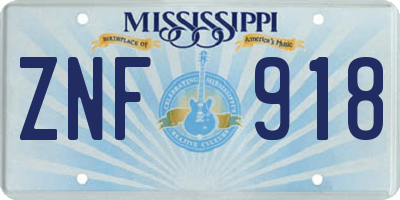 MS license plate ZNF918