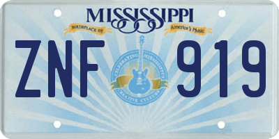MS license plate ZNF919