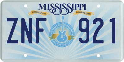MS license plate ZNF921
