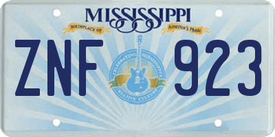 MS license plate ZNF923