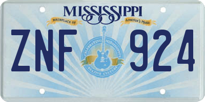 MS license plate ZNF924