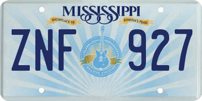 MS license plate ZNF927