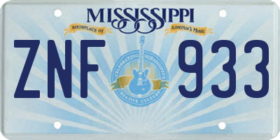 MS license plate ZNF933