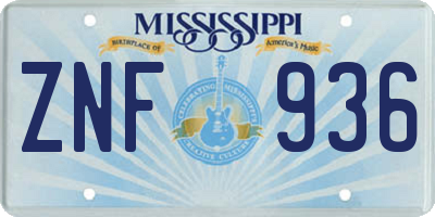 MS license plate ZNF936