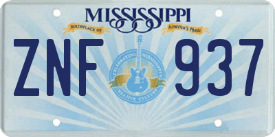 MS license plate ZNF937