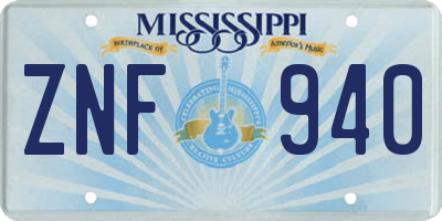 MS license plate ZNF940