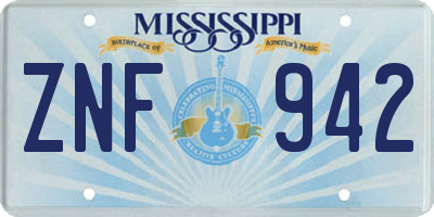 MS license plate ZNF942
