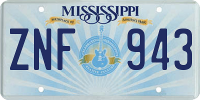 MS license plate ZNF943