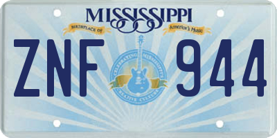 MS license plate ZNF944