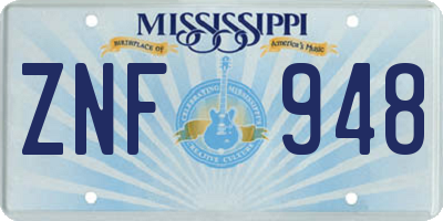 MS license plate ZNF948