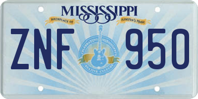 MS license plate ZNF950